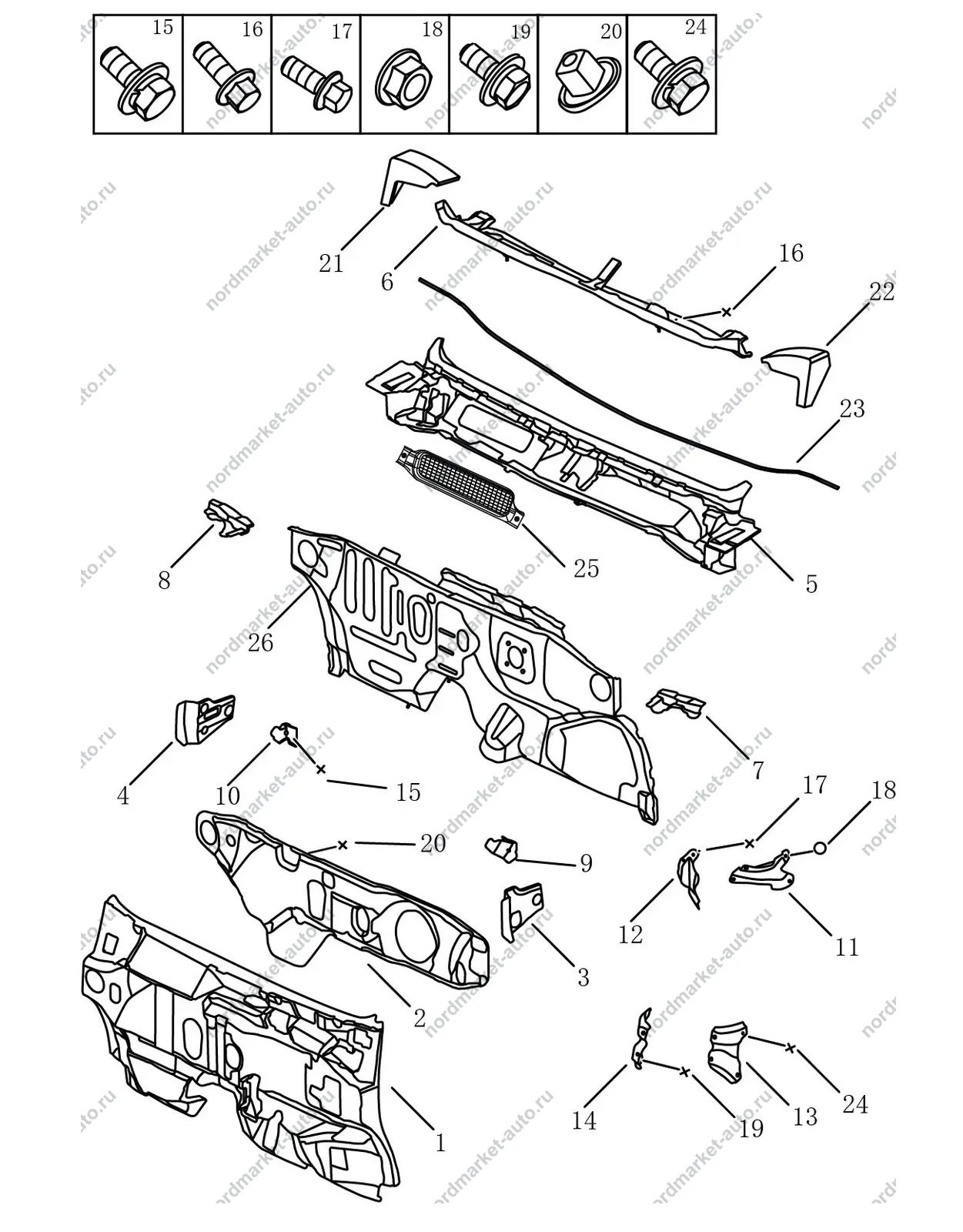 Схема: Моторный щит, Geely Atlas