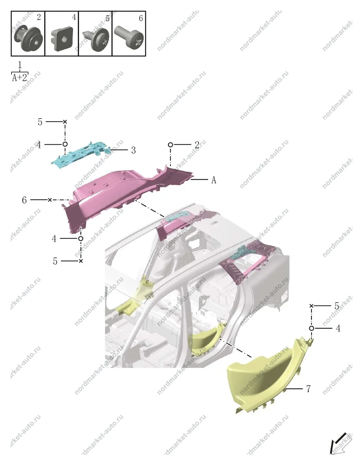 Схема: Обшивка боковины задняя, Geely Atlas