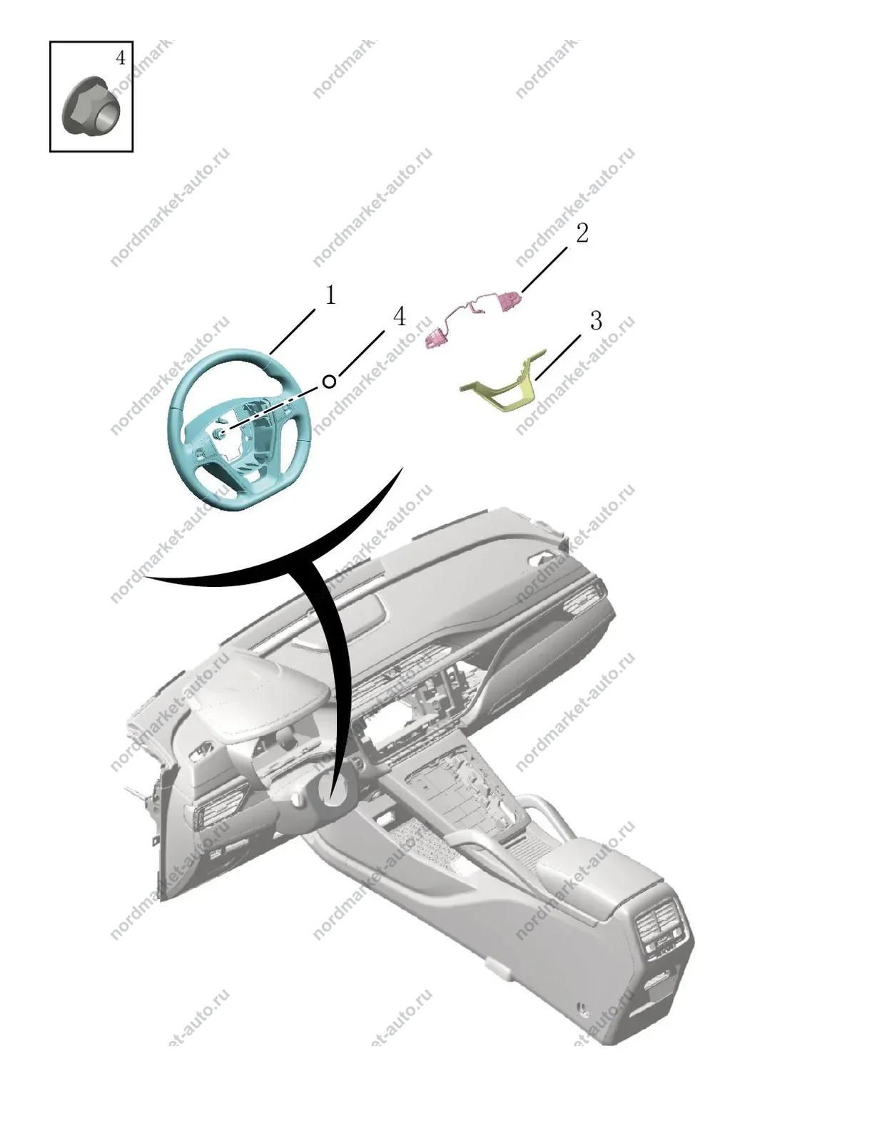 Схема: Рулевое колесо, Geely Atlas Pro