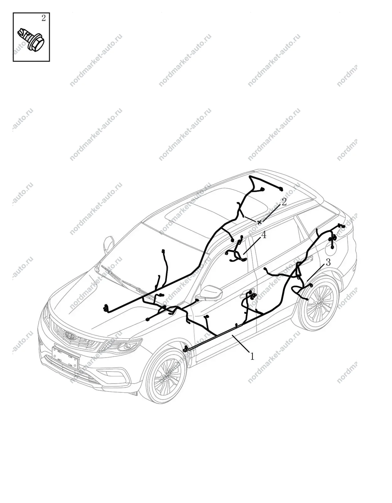 Схема: Проводка пола, Geely Atlas Pro
