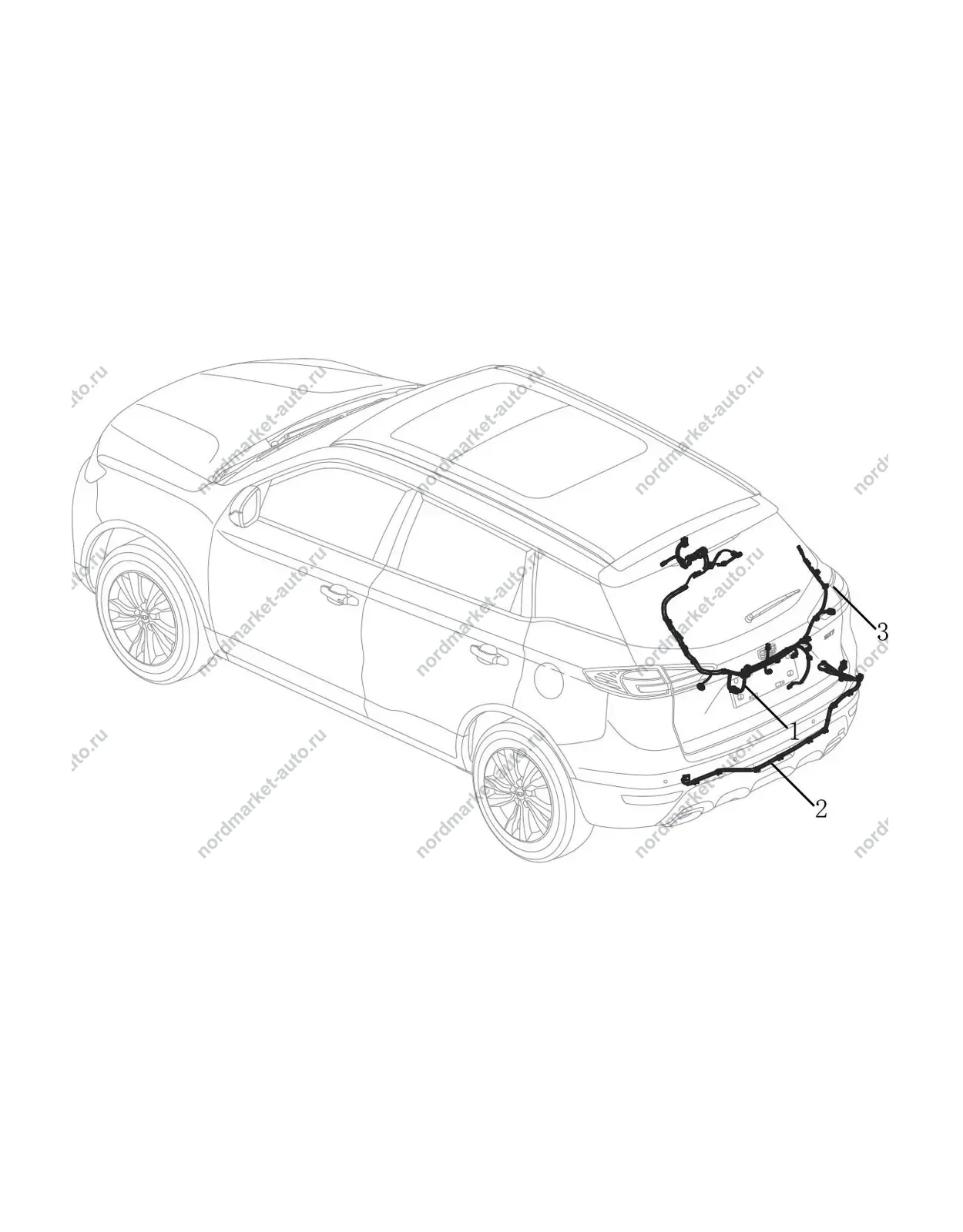 Схема: Проводка задней части, Geely Atlas Pro