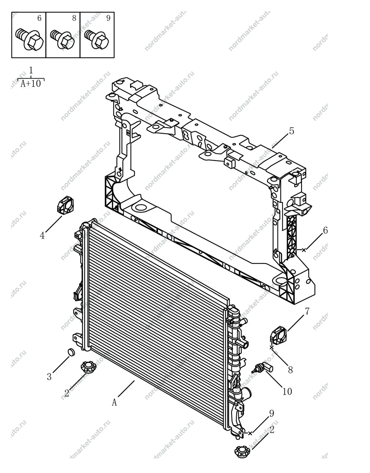 Схема: Радиатор, Geely Coolray
