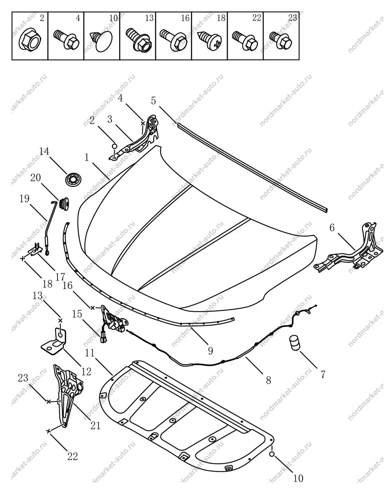 Схема: Капот, Geely Coolray