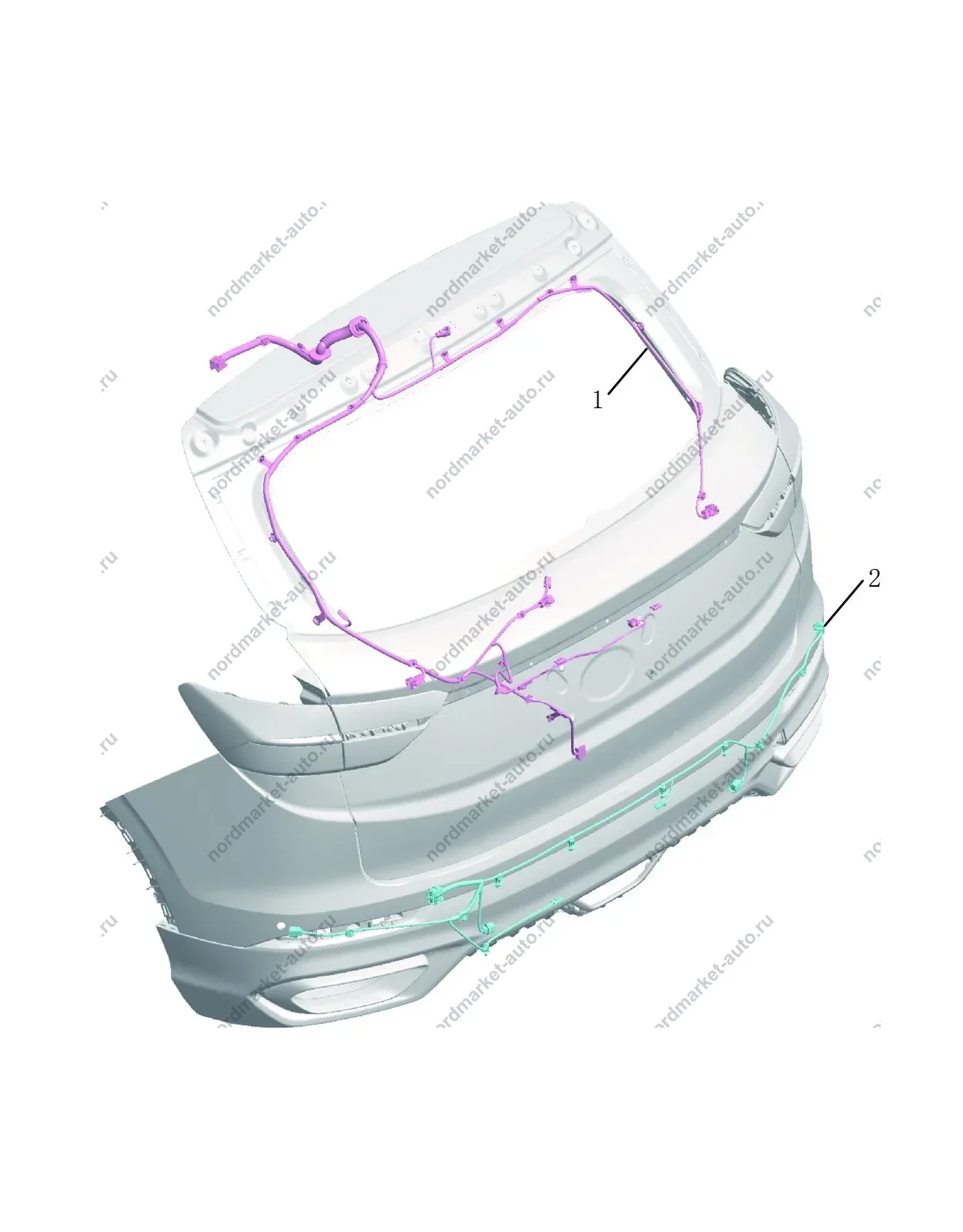 Схема: Проводка задней части, Geely Coolray