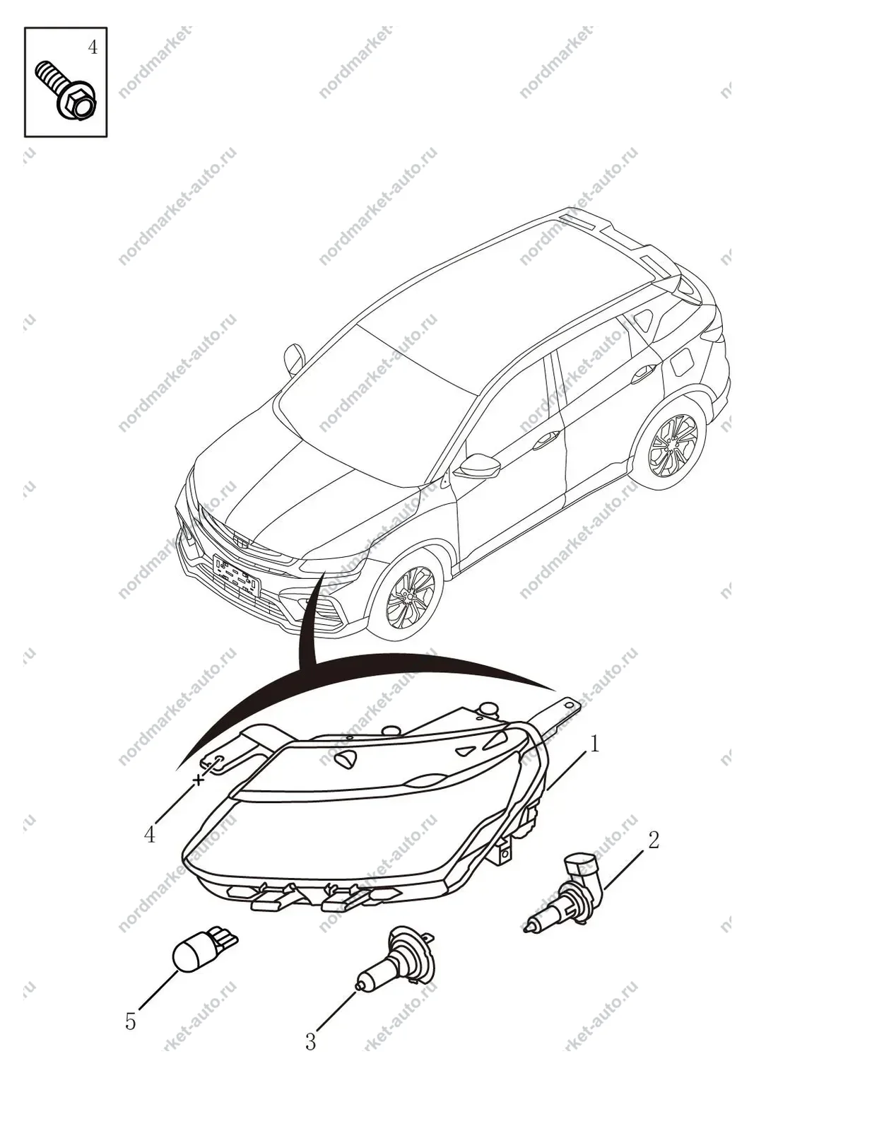 Схема: Фары, Geely Coolray