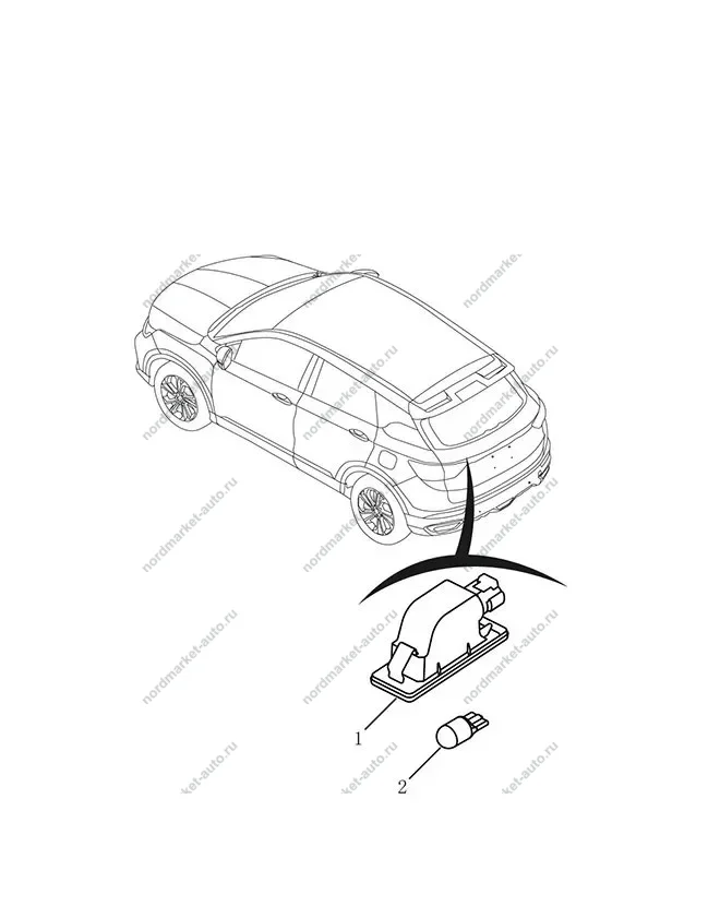 Схема: Подсветка номера, Geely Coolray