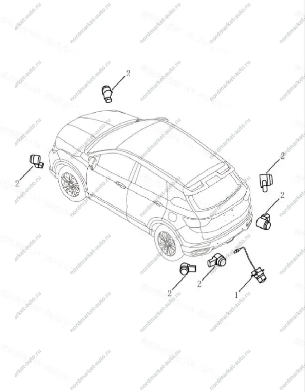 Схема: Парктроник, Geely Coolray