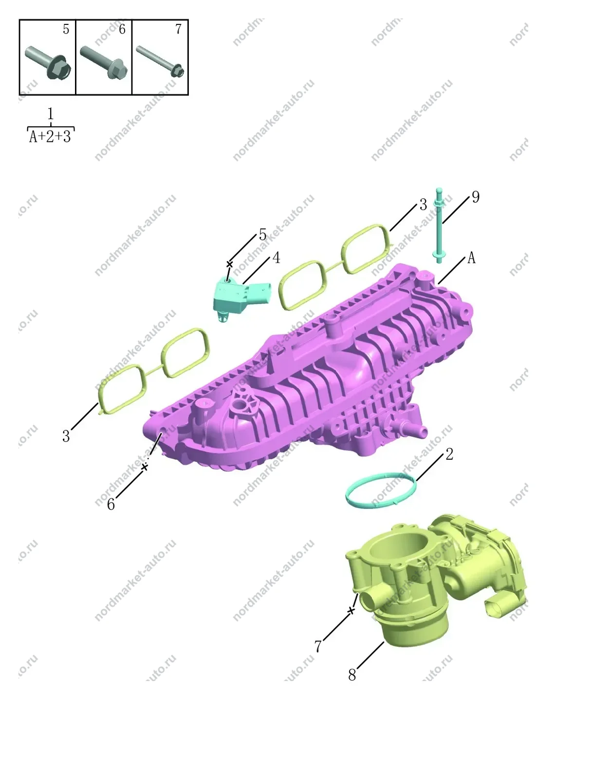 Схема: Впускной коллектор, Geely Coolray