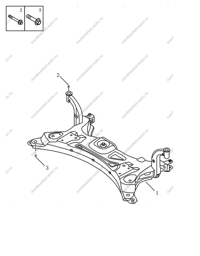 Схема: Передний подрамник, Geely Coolray