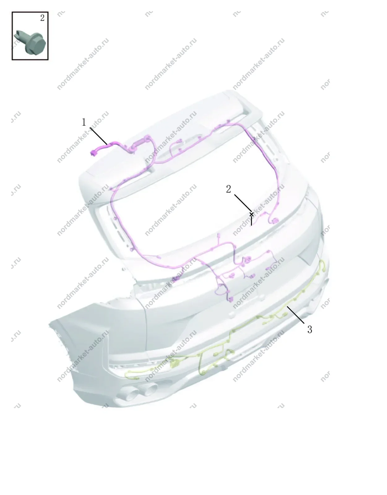 Схема: Проводка задней части, Geely Coolray