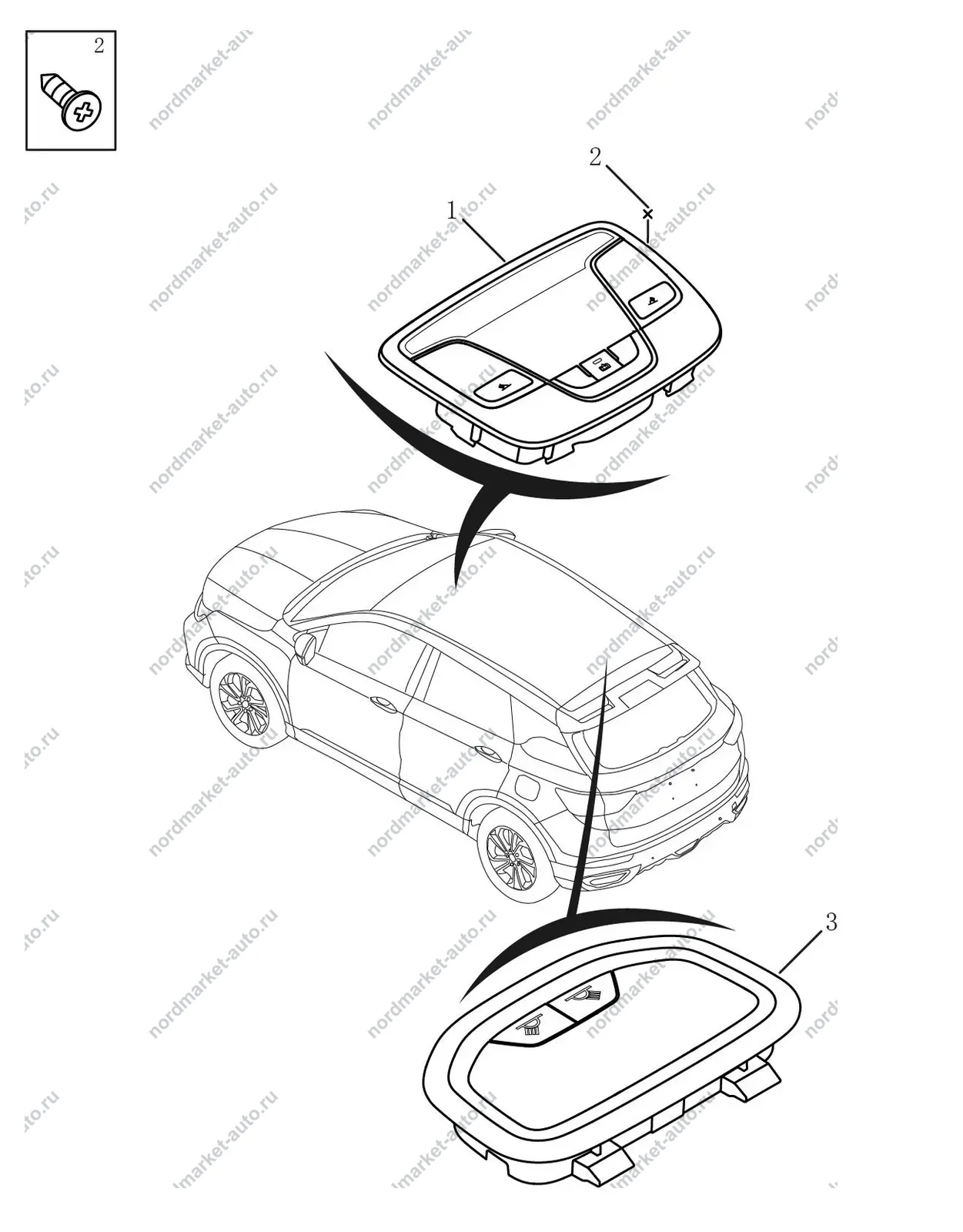 Схема: Освещение салона, Geely Coolray
