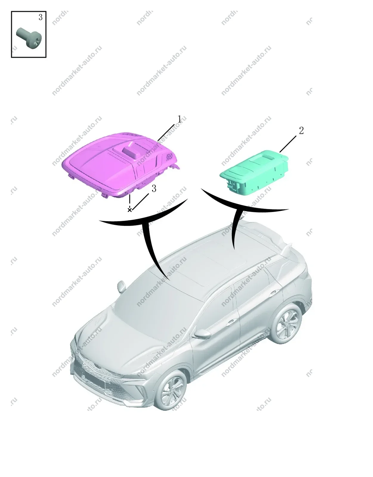 Схема: Освещение салона, Geely Coolray