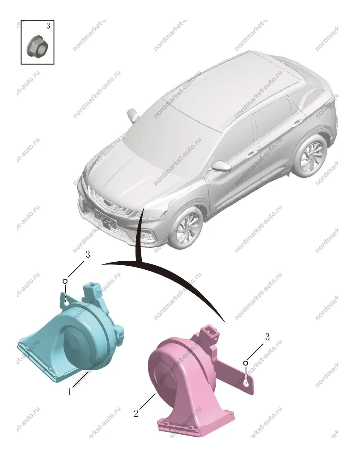 Схема: Звуковой сигнал, Geely Coolray
