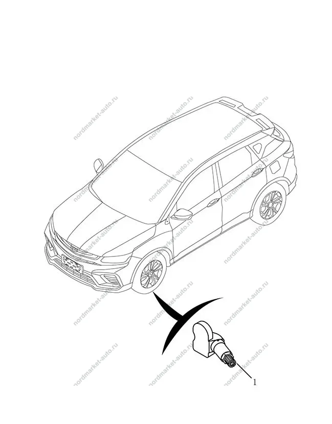 Схема: Датчики давления в шинах, Geely Coolray