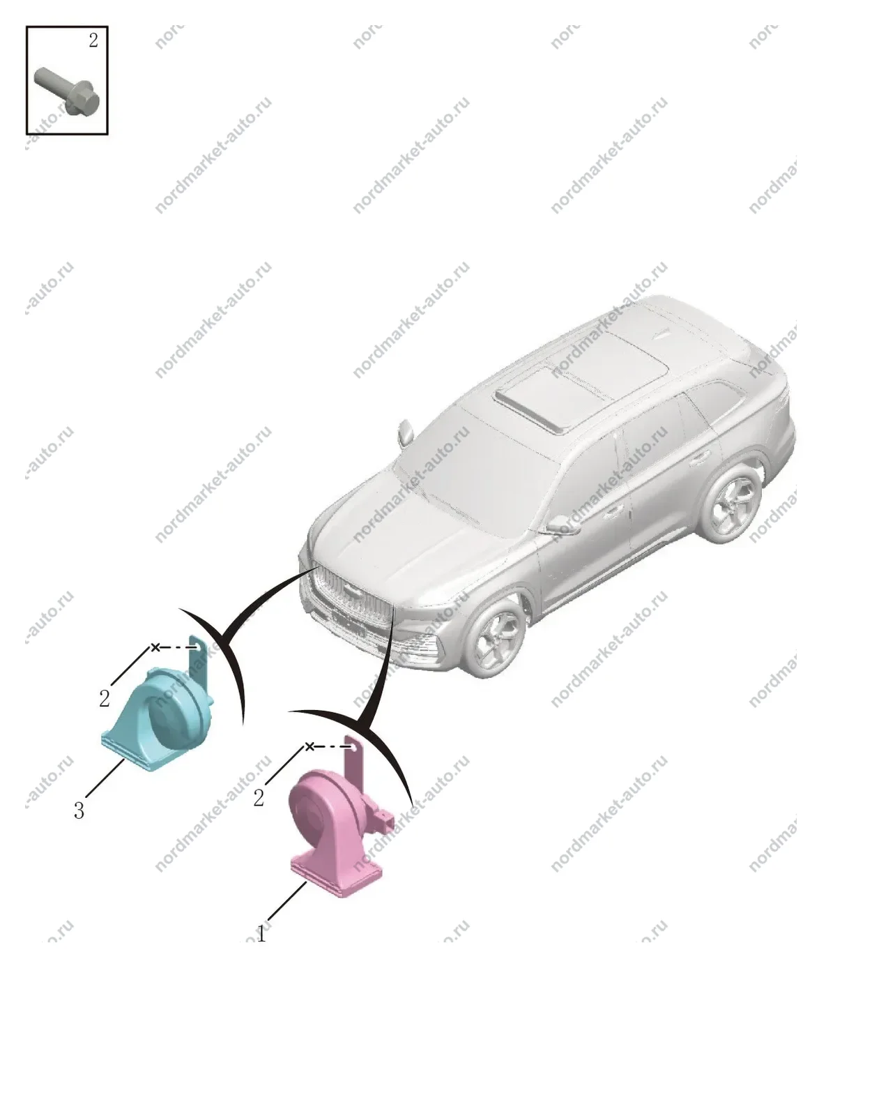 Схема: Звуковой сигнал, Geely Monjaro