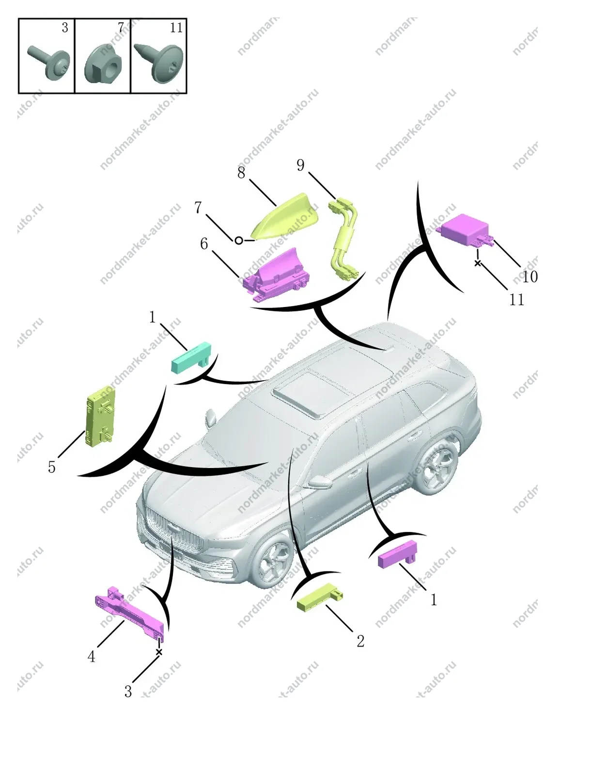 Схема: Антенна, Geely Monjaro