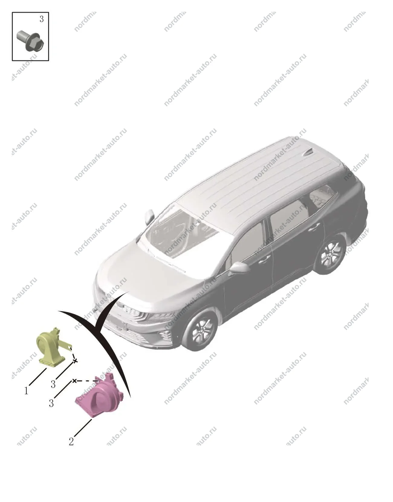 Схема: Звуковой сигнал, Geely Okavango