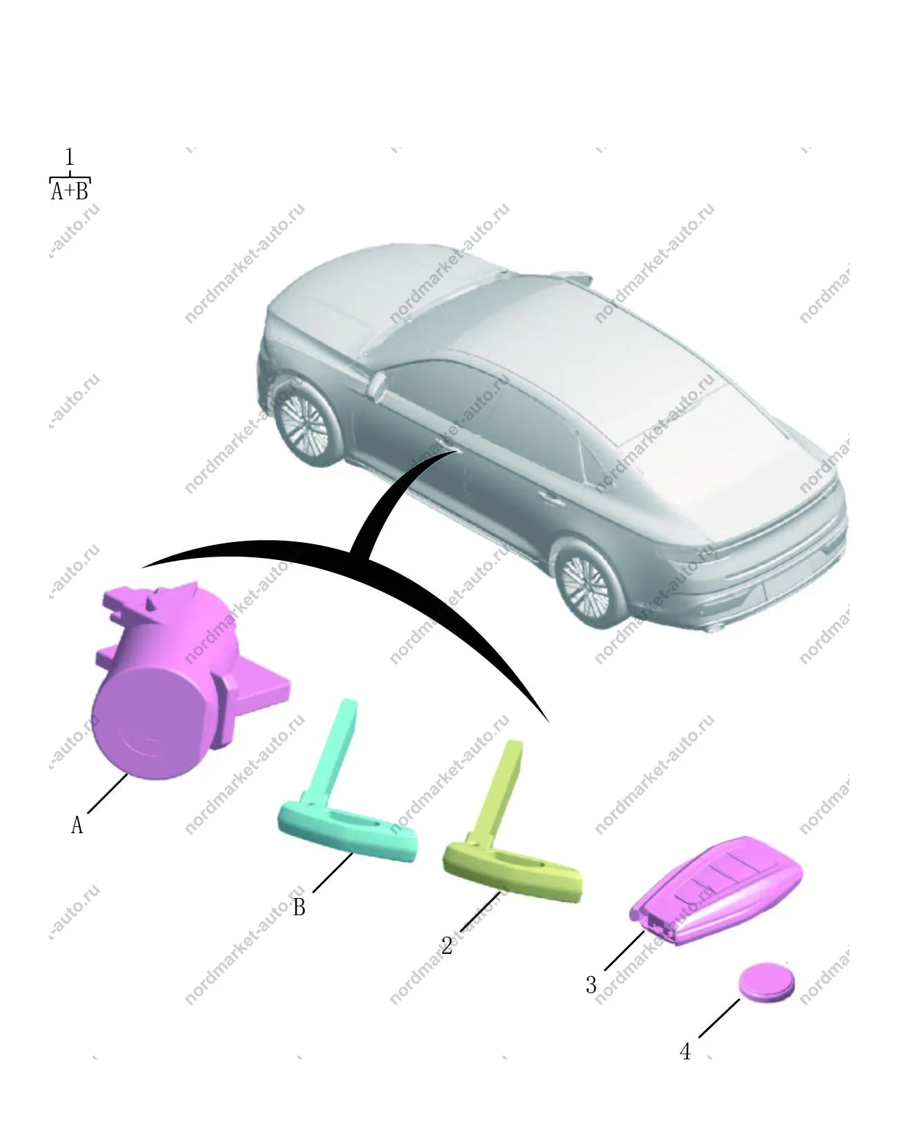 Схема: Замок зажигания, Geely Preface
