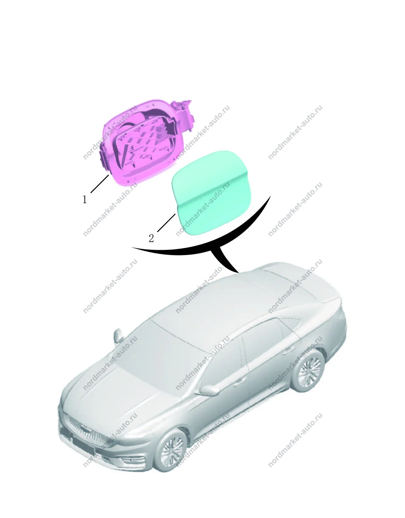 Схема: Лючок бензобака, Geely Preface