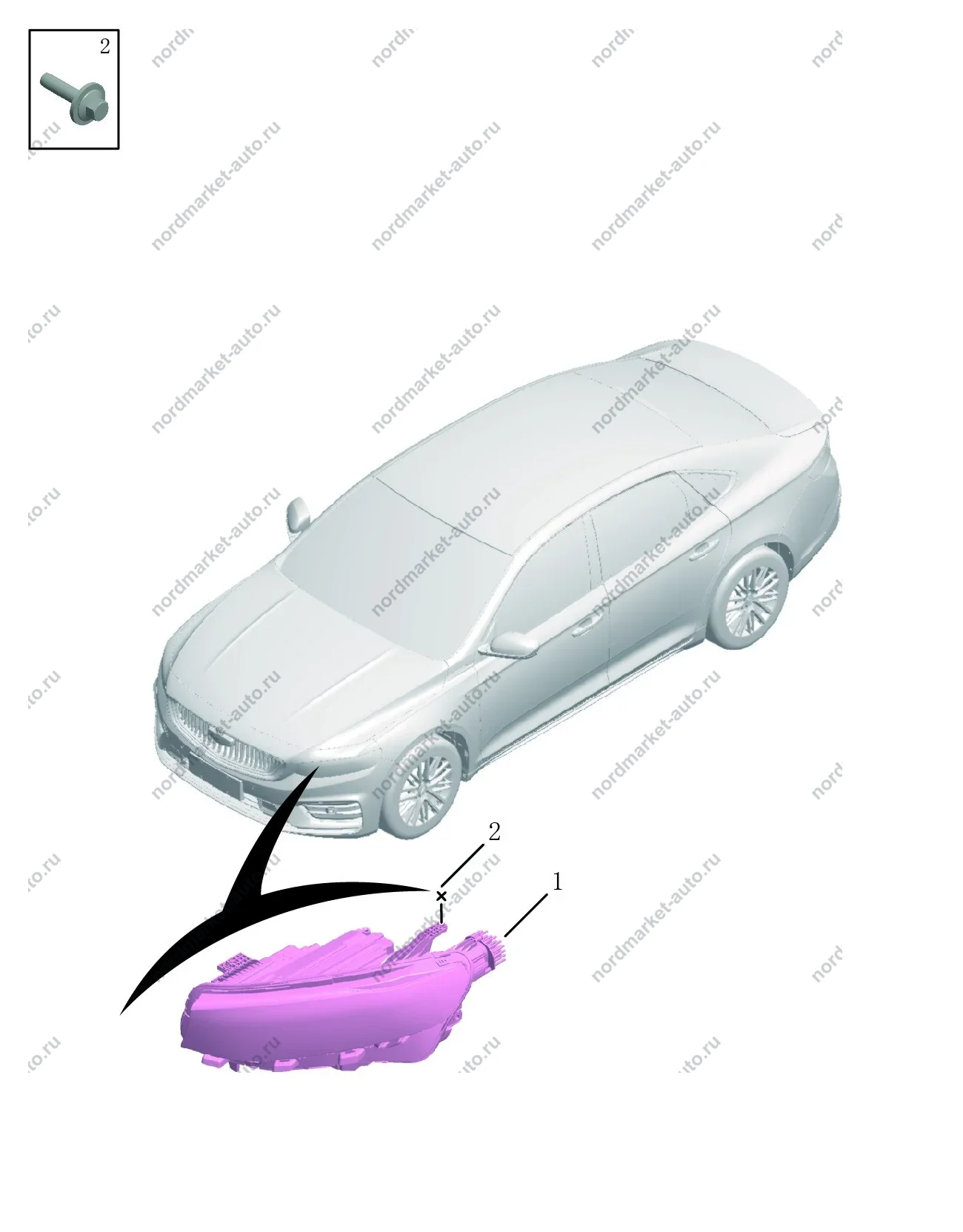 Схема: Фары, Geely Preface