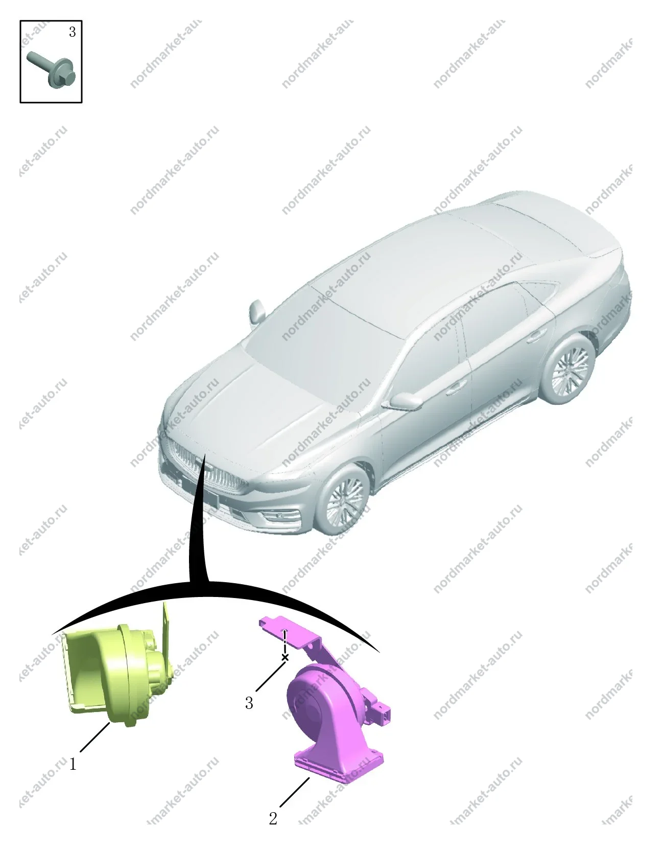 Схема: Звуковой сигнал, Geely Preface