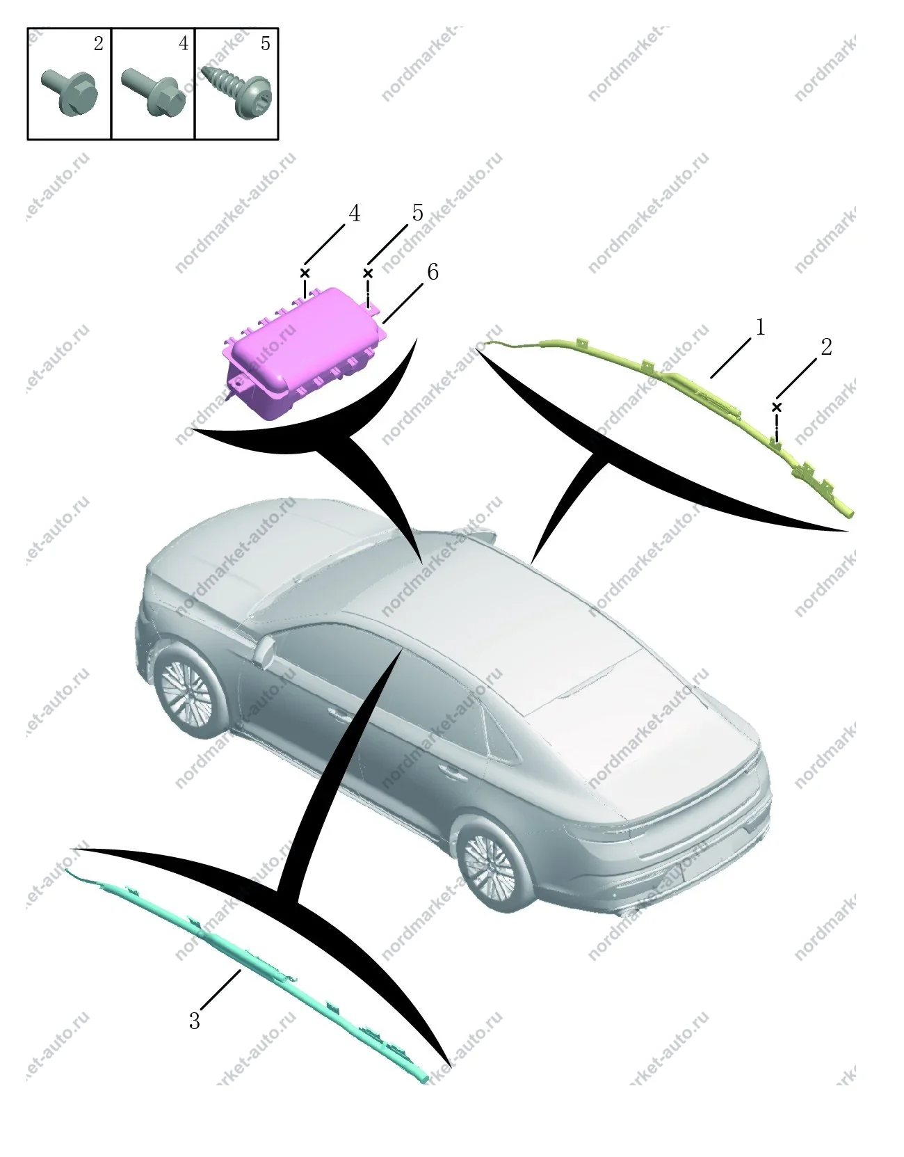 Схема: Подушка безопасности пассажира, Geely Preface