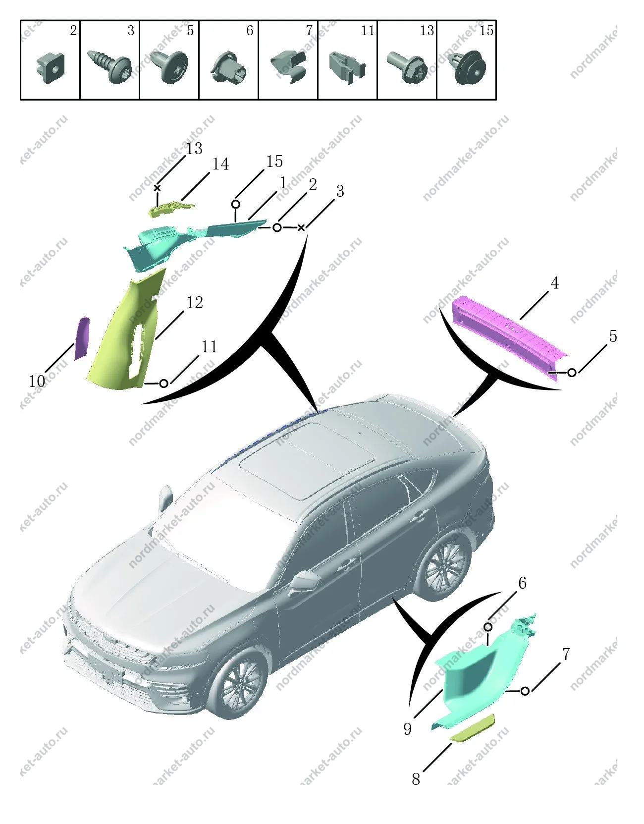 Схема: Обшивка боковины задняя, Geely Tugella