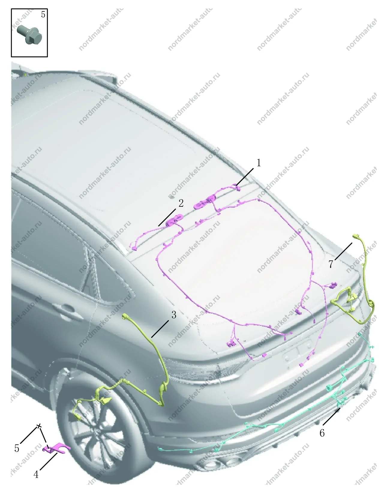 Схема: Проводка задней части, Geely Tugella