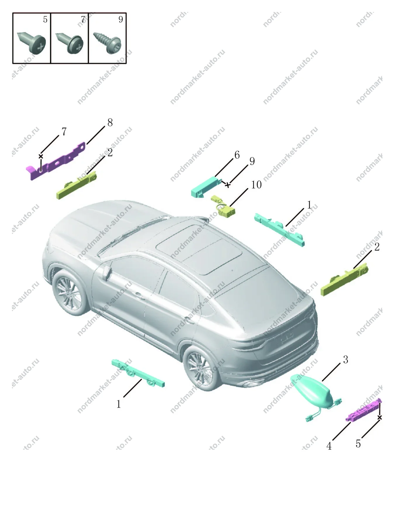 Схема: Антенна, Geely Tugella
