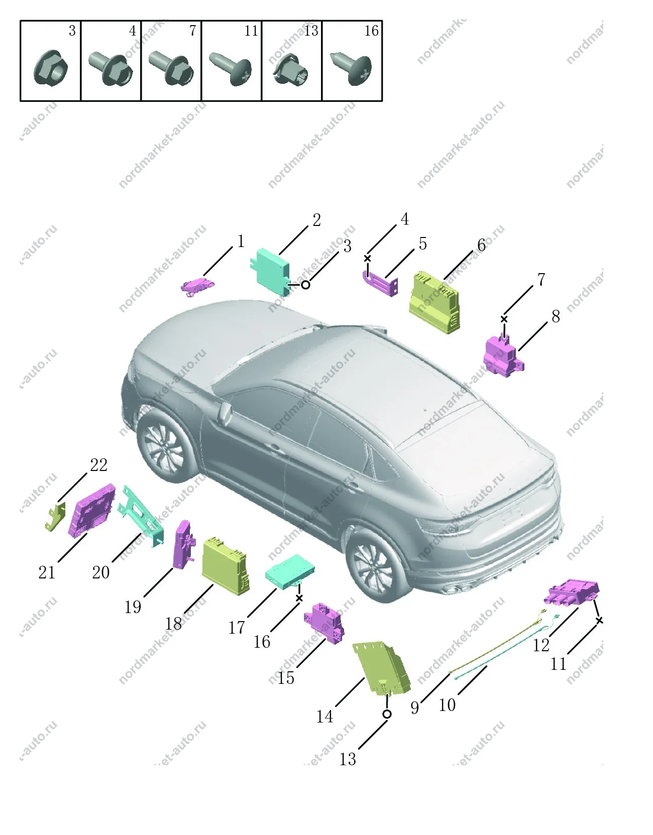 Схема: Блок управления кузовом, Geely Tugella